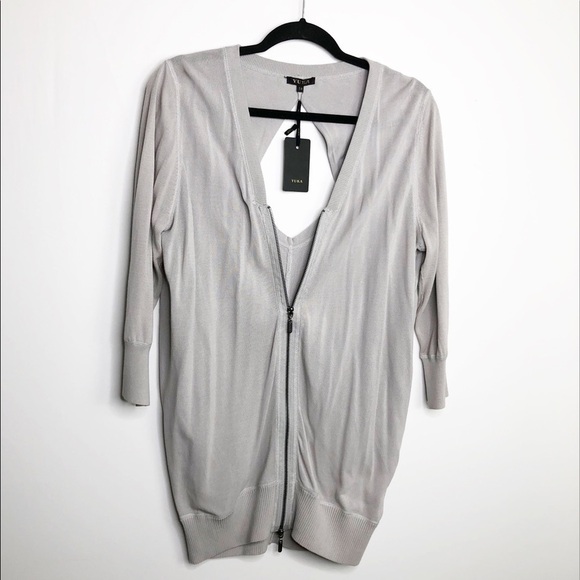 YUKA grey zip front open back sweater - Picture 12 of 12